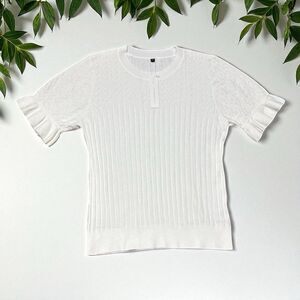 Arach & Cloz Knit Sweater Women’s XL Short Sleeve Pullover Ruffle Hem NWT